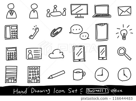 Handwritten cute business icon set 1 Handwritten cute business icon set 1 116644483