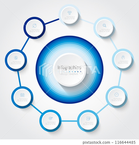 Infographic 9 options design elements for your business data. Vector Illustration. Infographic 9 options design elements for your business data. Vector Illustration. 116644485