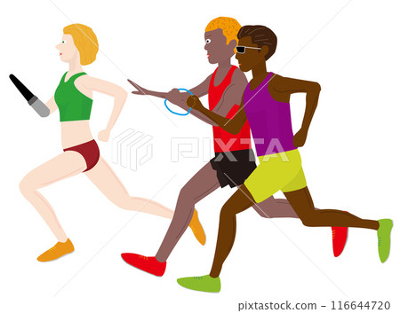 這是殘障田徑通用接力的插圖材料。 116644720
