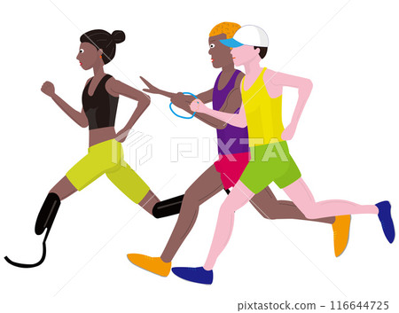 這是殘障田徑通用接力的插圖材料。 116644725