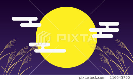 Harvest moon full moon Japanese style illustration 116645790