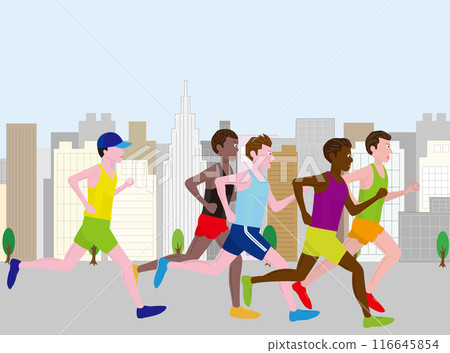 跑者在國際運動比賽中跑馬拉松。 跑者在國際運動比賽中跑馬拉松。 116645854