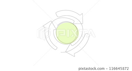 Recycle symbol. Continuous line art drawing. Ecology and Environment concept. Line art vector illustration. Recycle symbol. Continuous line art drawing. Ecology and Environment concept. Line art vector illustration. 116645872