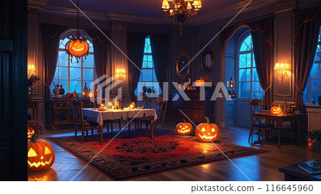 Halloween decorated room 116645960