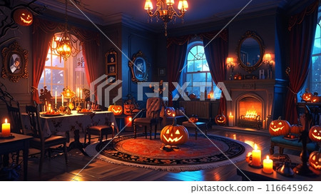 Halloween decorated room 116645962
