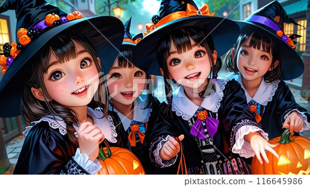 小學生享受萬聖節派對 116645986