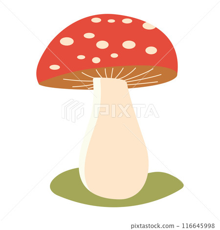 Cute Mushroom Polka Dots Fungi Fungus Food Vector Illustration Sticker 116645998