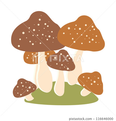 Cute Mushroom Polka Dots Fungi Fungus Food Vector Illustration Sticker 116646000