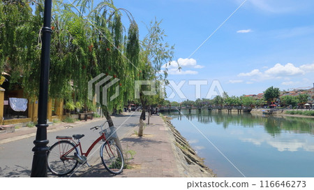 Thu Bon River in Hoi An, a tourist destination in central Vietnam 116646273