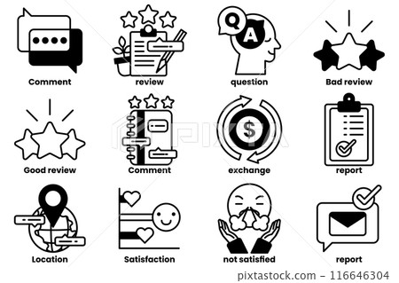 Set of icons in line style in the concept About the business and reviews 116646304