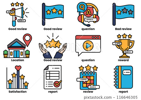 Set of icons in line style in the concept About the business and reviews 116646305