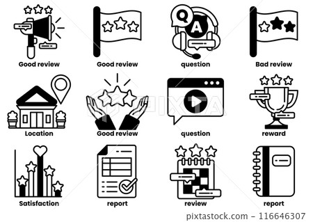 Set of icons in line style in the concept About the business and reviews 116646307