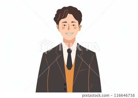 前面微笑的日本男性商人（白色背景，辦公室職員，西裝） 116646738