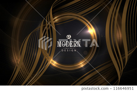 Composition with a round yellow frame on a black background Composition with a round yellow frame on a black background 116646951