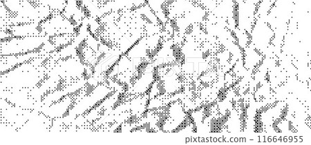 Pixelated grained wrinkled texture bitmap. Dither grunge crumpled background. Abstract dotted distressed overlay. Creasy halftone wallpaper. Retro comic pixel art backdrop. Rough effect vector Pixelated grained wrinkled texture bitmap. Dither grunge crumpled background. Abstract dotted distressed overlay. Creasy halftone wallpaper. Retro comic pixel art backdrop. Rough effect vector 116646955