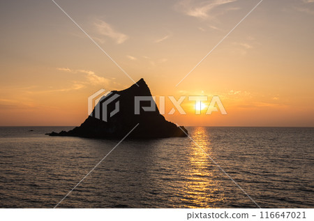Strange rock and sunset 116647021