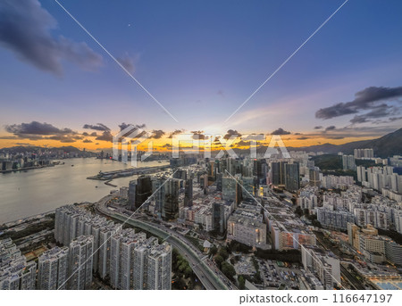 July 10 2024 City scape in Kwun tong with Victoria Harbour Hong Kong July 10 2024 City scape in Kwun tong with Victoria Harbour Hong Kong 116647197