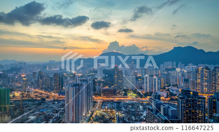 June 21 2024 Middle of Kowloon at twilight, hong kong 116647225