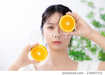 Beauty Image Orange Young Woman Portrait 116647332