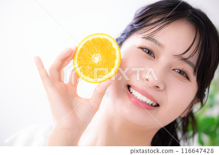 Beauty Image Orange Young Woman Portrait Beauty Image Orange Young Woman Portrait 116647428