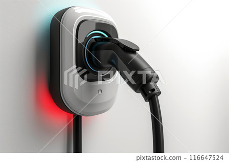 Generic electric EV hybrid vehicle car charger isolated on a white background, generative ai Generic electric EV hybrid vehicle car charger isolated on a white background, generative ai 116647524