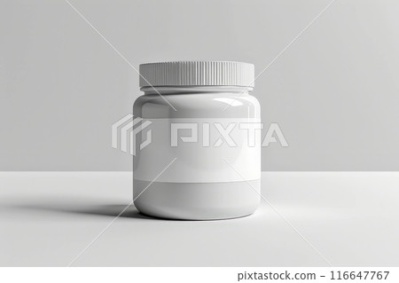 Supplement jars for mock up on a isolated background,. a blank for advertising vitamins, drugs, dietary supplements, a food storage container, a transparent bottle with a lid 116647767