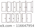 Door opening and closing, stop motion style, transparent 116647954