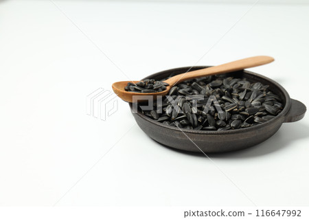 Sunflower seeds, concept of tasty snack, concept of harvest Sunflower seeds, concept of tasty snack, concept of harvest 116647992