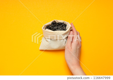 Sunflower seeds, concept of tasty snack, concept of harvest Sunflower seeds, concept of tasty snack, concept of harvest 116647999