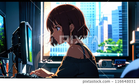 在辦公室操作電腦的女孩 在辦公室操作電腦的女孩 116648031