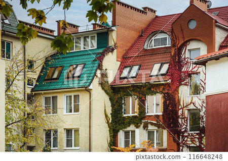 Architecture of historical part of resort town Zelenogradsk. Kaliningrad region. Russia 116648248