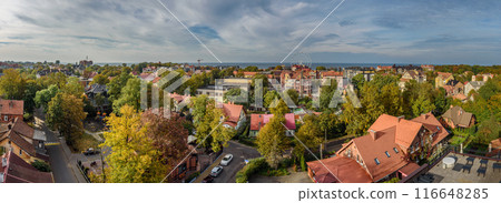 Aerial view city Zelenogradsk from observation deck of Water Tower. Russia Aerial view city Zelenogradsk from observation deck of Water Tower. Russia 116648285