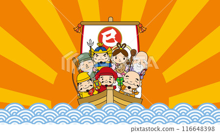 2025年版蛇年七福神人物寶船圖/初出/黑線 2025年版蛇年七福神人物寶船圖/初出/黑線 116648398