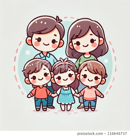 A simple and cute illustration of a family of five A simple and cute illustration of a family of five 116648737