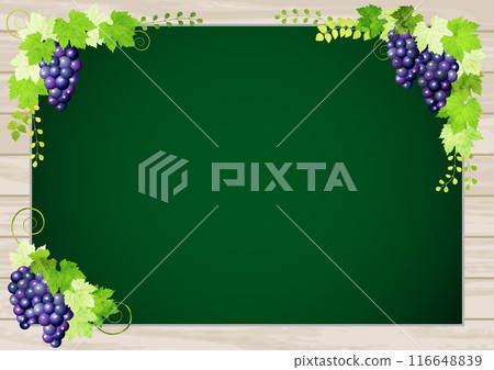Pione, grapes, blackboard, signboard, board, autumn, illustration, background, horizontal Pione, grapes, blackboard, signboard, board, autumn, illustration, background, horizontal 116648839