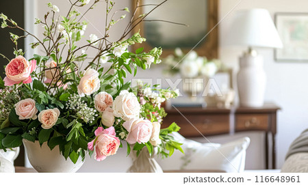 Beautiful bouquet of flowers in a vase. Floral arrangement 116648961