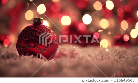 AI-generated image of a sparkling Christmas tree with beautiful ornaments 116649505