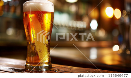 A realistic, AI-generated image of deliciously cold beer 116649677
