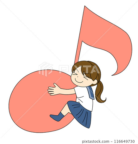Person hugging musical notes 116649730