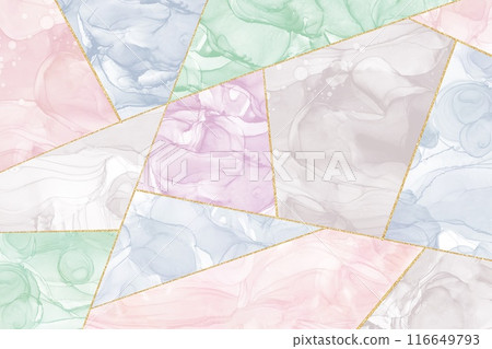 Marbled background illustration banner. Colorful alcohol ink art separated by kintsugi-style glitter Marbled background illustration banner. Colorful alcohol ink art separated by kintsugi-style glitter 116649793