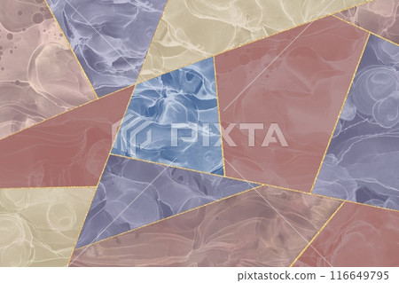 Marbled background illustration banner. Autumn colored alcohol ink art separated by kintsugi style glitter 116649795