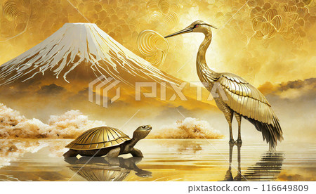 鶴和龜，長壽和新年的象徵，生成AI，AI圖像 116649809