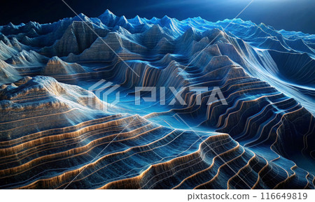 Digital geological relief on a dark blue background 116649819