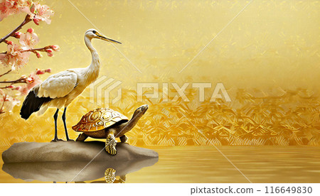 鶴和龜，長壽和新年的象徵，生成AI，AI圖像 116649830