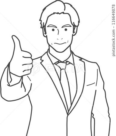 Businessman giving a good sign (line drawing) Businessman giving a good sign (line drawing) 116649878