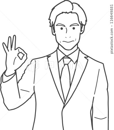 Businessman making an OK sign (line drawing) 116649881