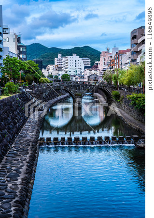 中島川和眼鏡大橋的夜景【長崎市】 116649896