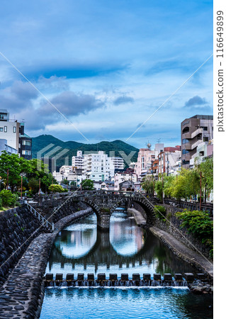 中島川和眼鏡大橋的夜景【長崎市】 116649899