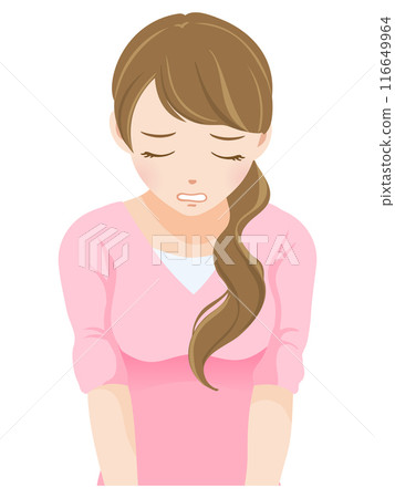 Disappointed young woman sighing Disappointed young woman sighing 116649964