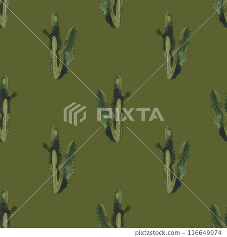 Cacti. Seamless watercolor pattern for wrapping paper, wallpaper and textiles. 116649974
